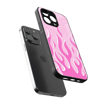 Y2K Retro Pink Flames sleek iphone 13 pro cover with tempered glass back and TPU edges