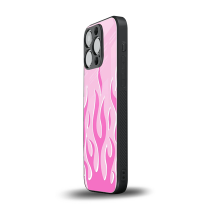 Y2K Retro Pink Flames iphone 14 pro mobile cover | shockproof glass phone case