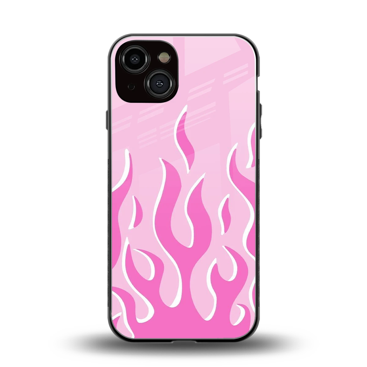 Y2K Retro Pink Flames back phone cover | glass case for iphone 14