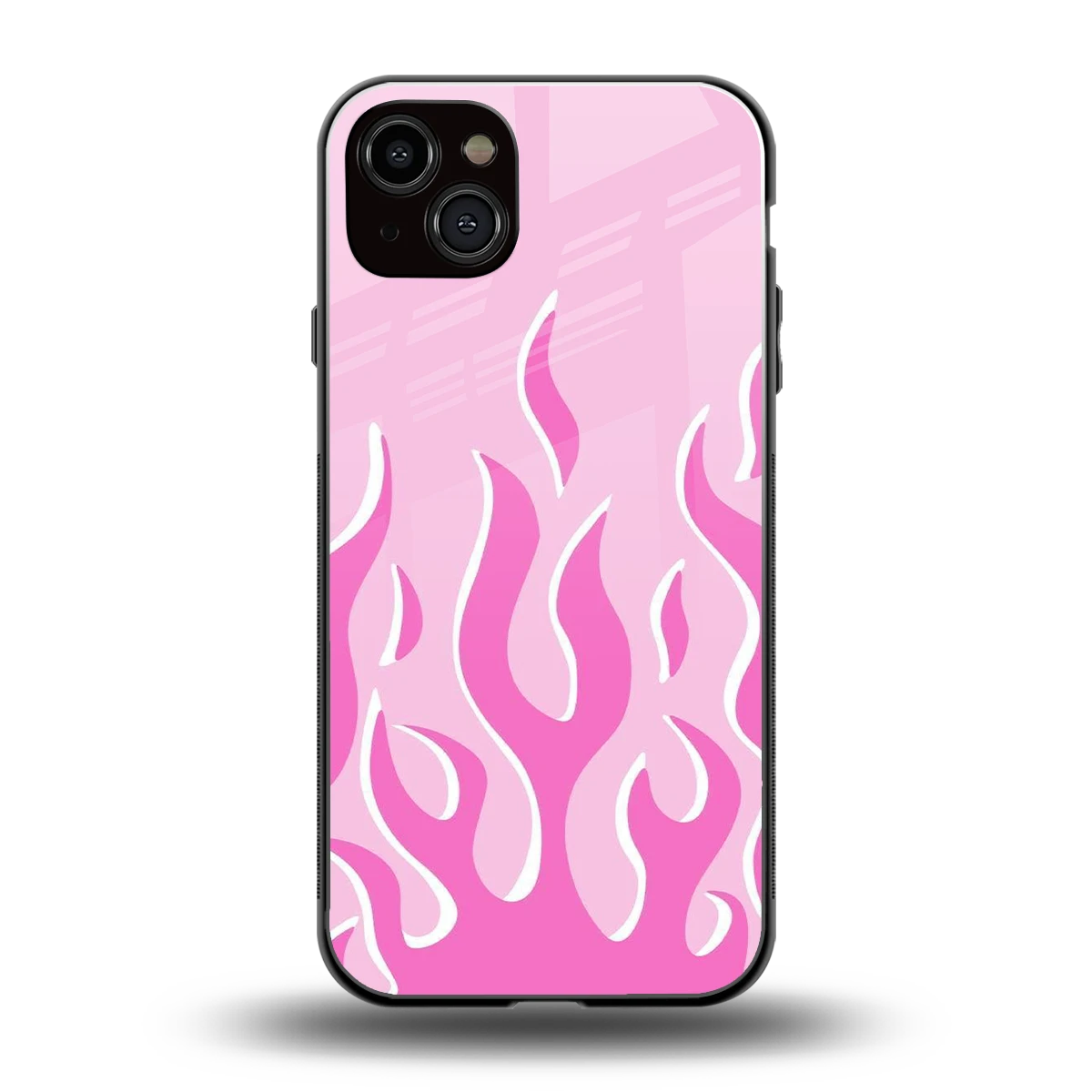 Y2K Retro Pink Flames back phone cover | glass case for iphone 15 plus