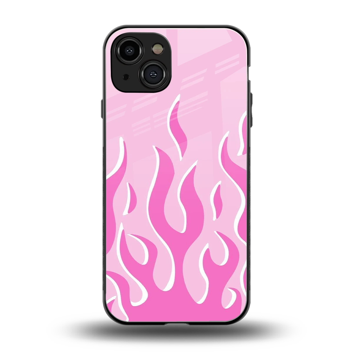 Y2K Retro Pink Flames back phone cover | glass case for iphone 15