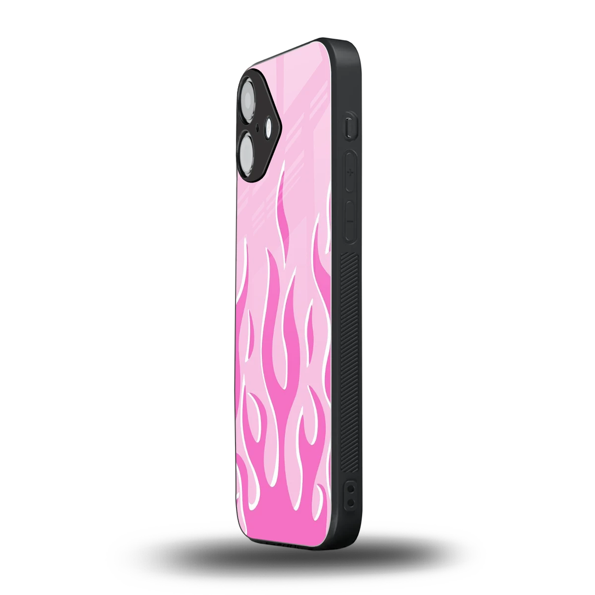 Y2K Retro Pink Flames iphone 16 plus mobile cover | shockproof glass phone case