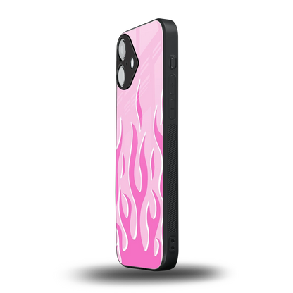 Y2K Retro Pink Flames iphone 16 plus mobile cover | shockproof glass phone case