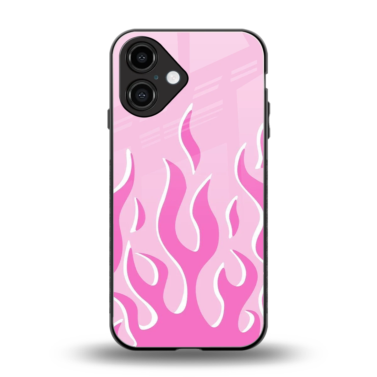 Y2K Retro Pink Flames back phone cover | glass case for iphone 16