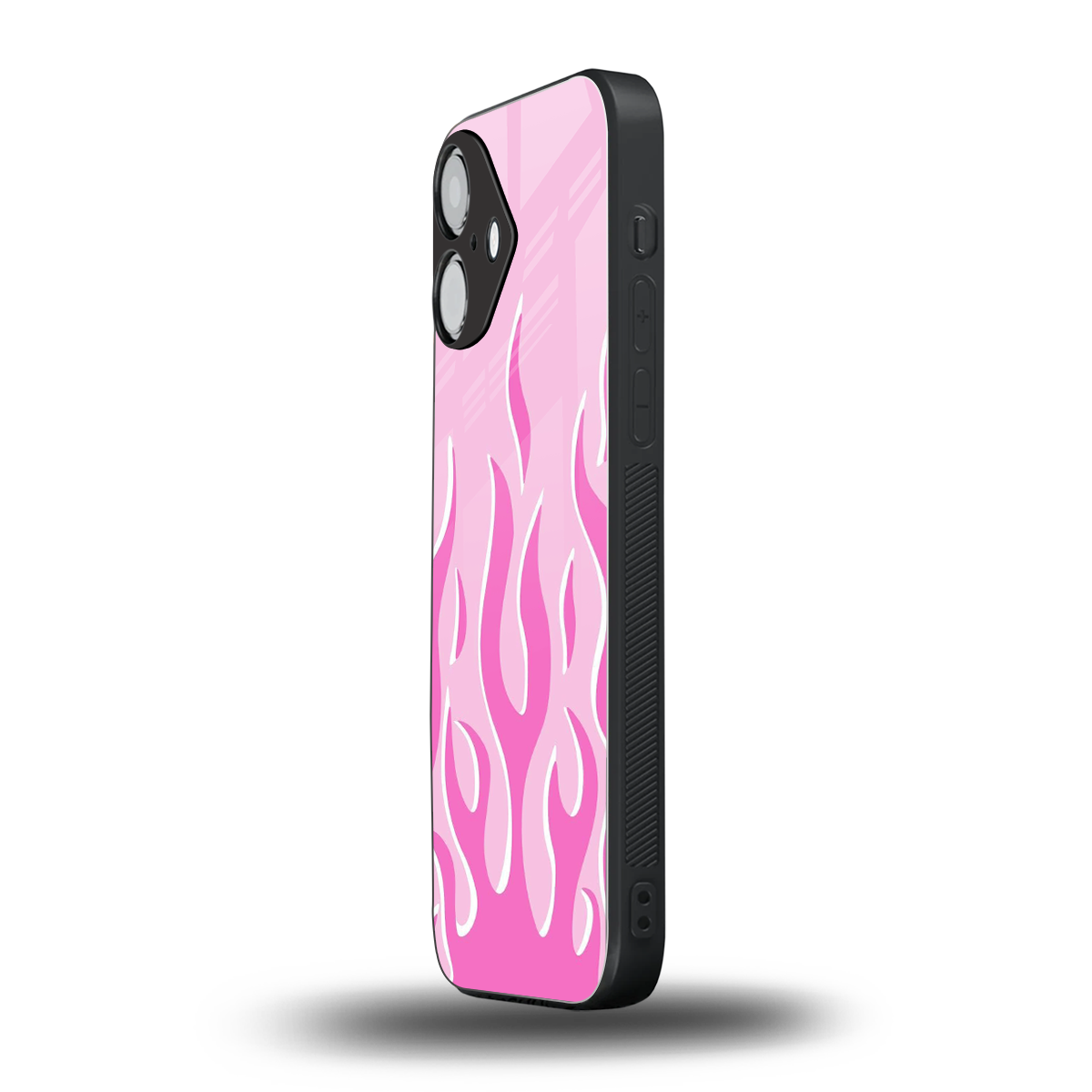 Y2K Retro Pink Flames iPhone 16 mobile cover | shockproof glass phone case