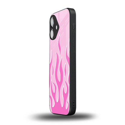 Y2K Retro Pink Flames iPhone 16 mobile cover | shockproof glass phone case