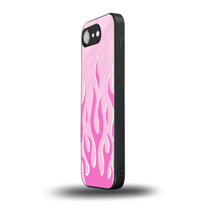 Y2K Retro Pink Flames iphone 16e mobile cover | shockproof glass phone case