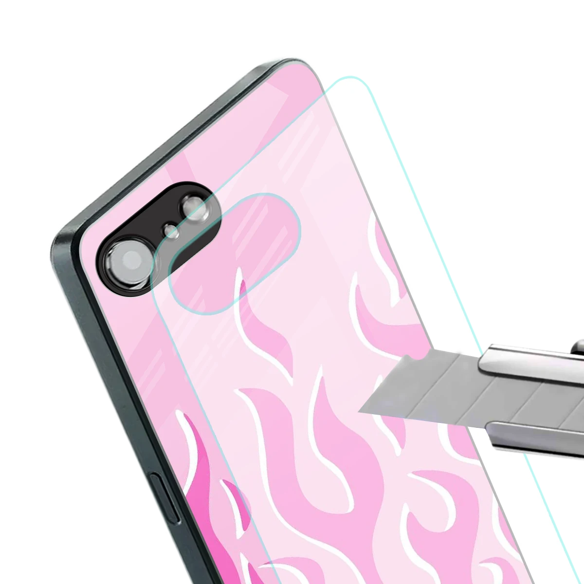 Y2K Retro Pink Flames stylish phone case for iphone 17e | glossy glass and slim fit