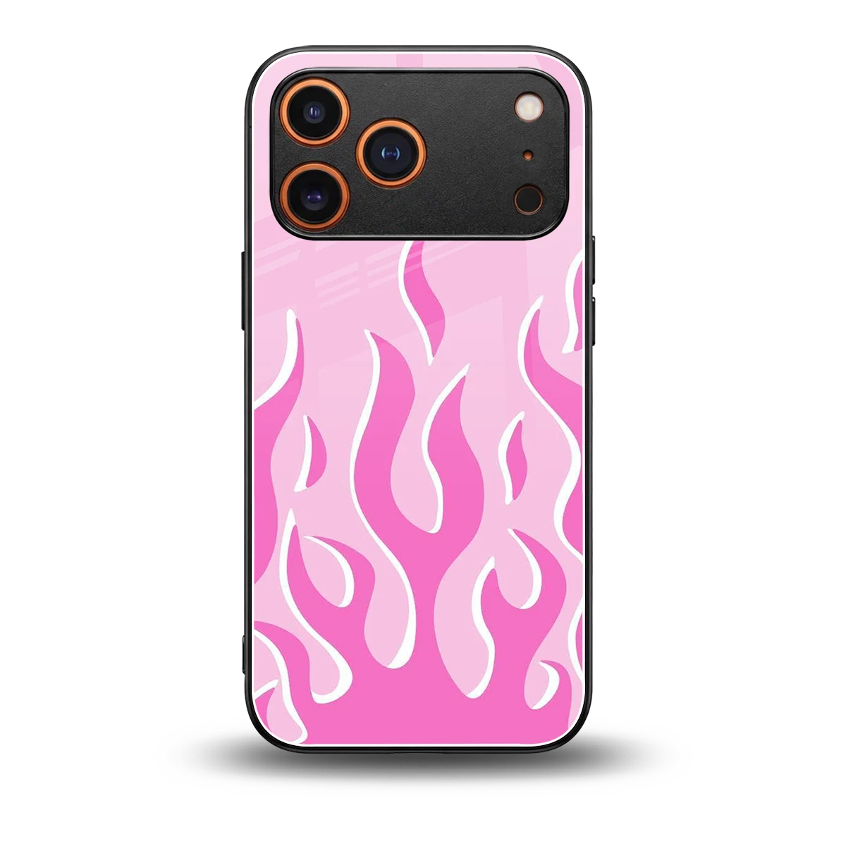 Y2K Retro Pink Flames back phone cover | glass case for iphone 17 pro max