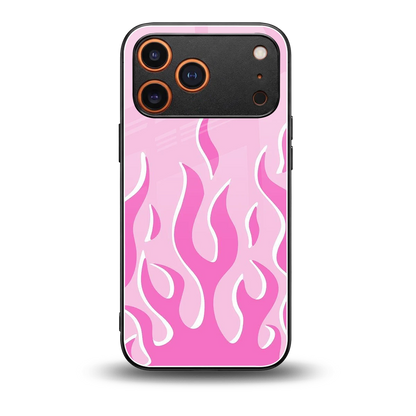 Y2K Retro Pink Flames back phone cover | glass case for iphone 17 pro max