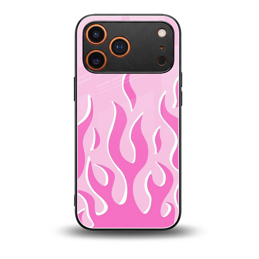 Y2K Retro Pink Flames back phone cover | glass case for iphone 17 pro max
