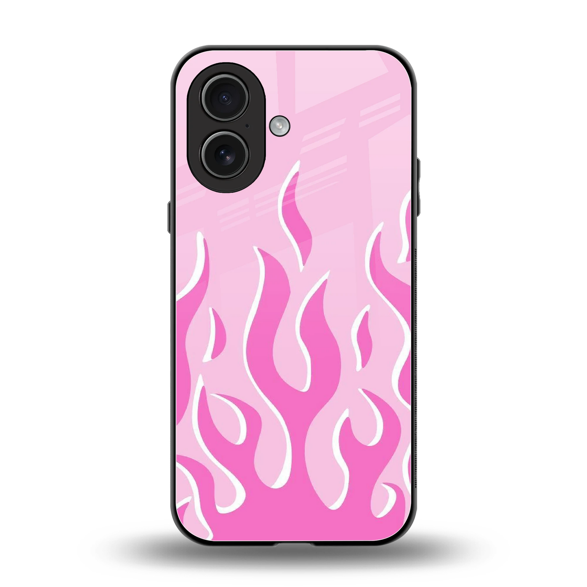 Y2K Retro Pink Flames back phone cover | glass case for iphone 17