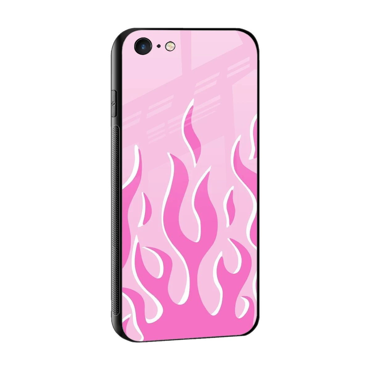 Y2K Retro Pink Flames sleek iphone 6s cover with tempered glass back and TPU edges