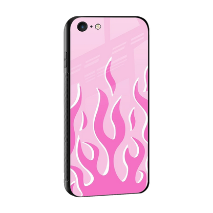 Y2K Retro Pink Flames sleek iphone 6s plus cover with tempered glass back and TPU edges