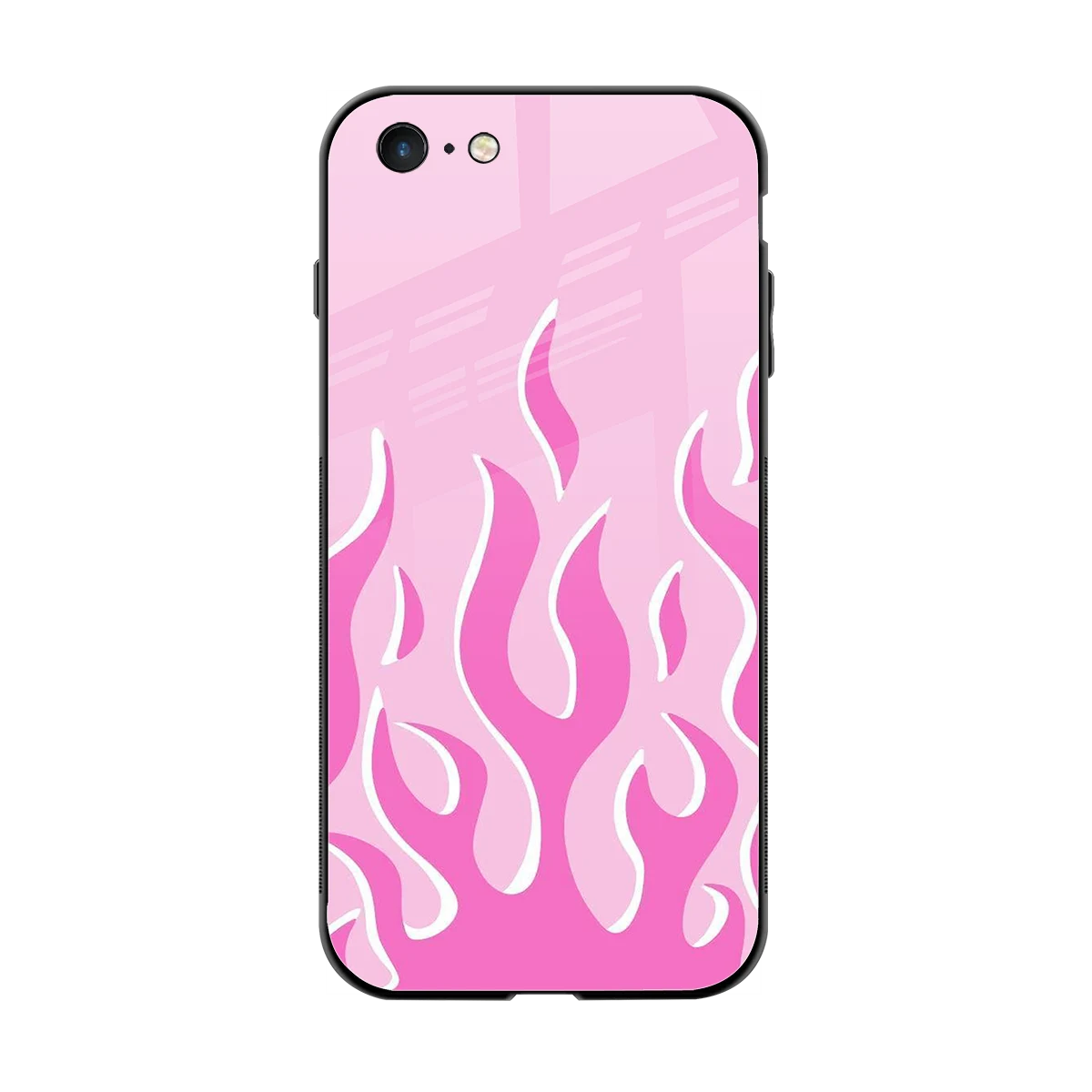 Y2K Retro Pink Flames back phone cover | glass case for iphone 6