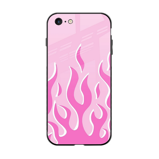 Y2K Retro Pink Flames back phone cover | glass case for iphone 6