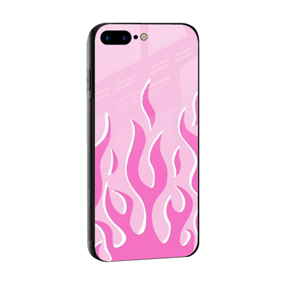 Y2K Retro Pink Flames sleek iphone 8 plus cover with tempered glass back and TPU edges