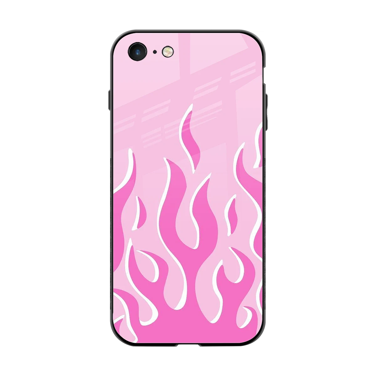 Y2K Retro Pink Flames back phone cover | glass case for iphone 7