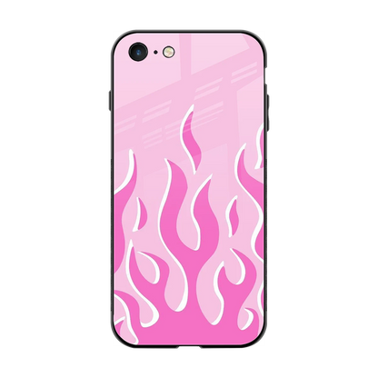 Y2K Retro Pink Flames back phone cover | glass case for iphone 7