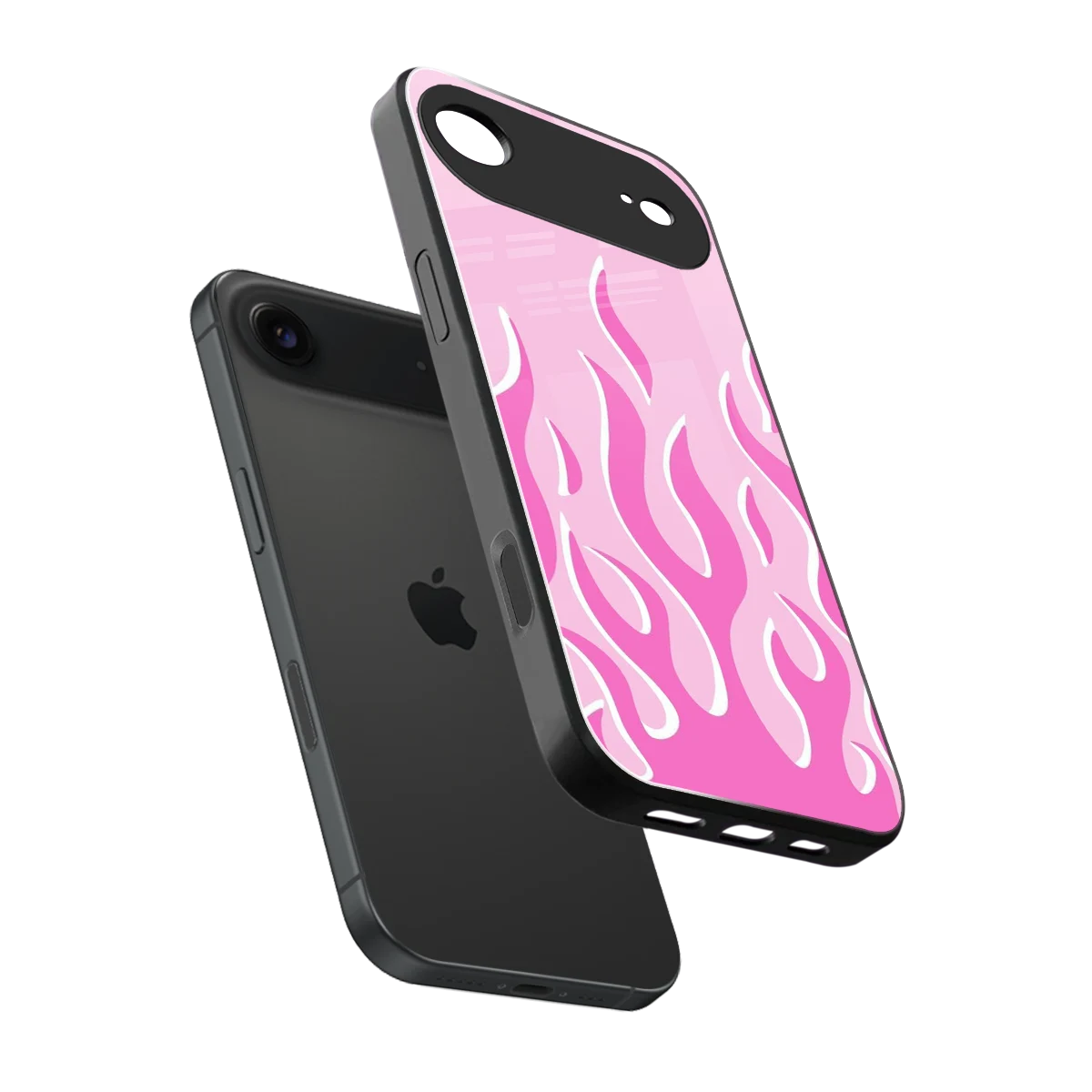 Y2K Retro Pink Flames sleek iphone air cover with tempered glass back and TPU edges