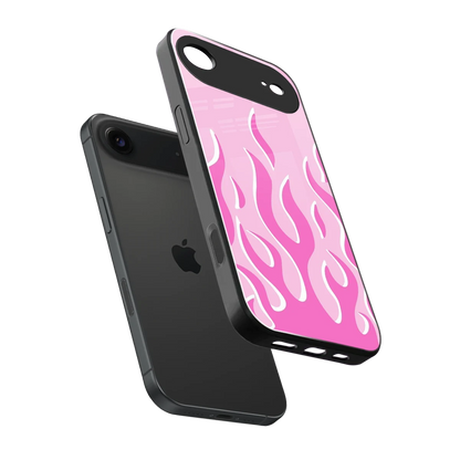 Y2K Retro Pink Flames sleek iphone air cover with tempered glass back and TPU edges