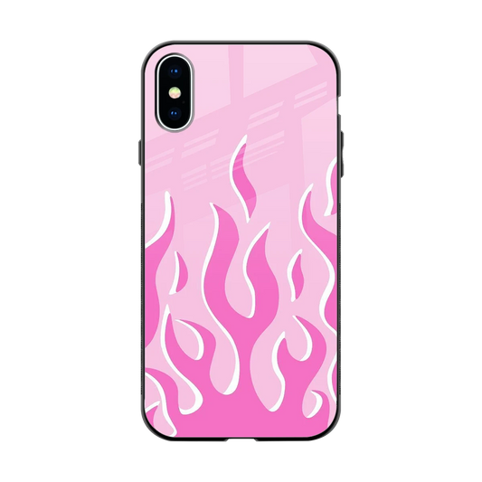 Y2K Retro Pink Flames back phone cover | glass case for iphone x