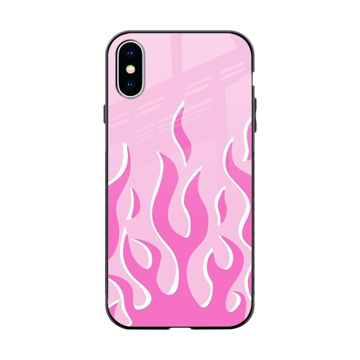 Y2K Retro Pink Flames back phone cover | glass case for iphone xs
