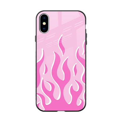 Y2K Retro Pink Flames back phone cover | glass case for iphone xs