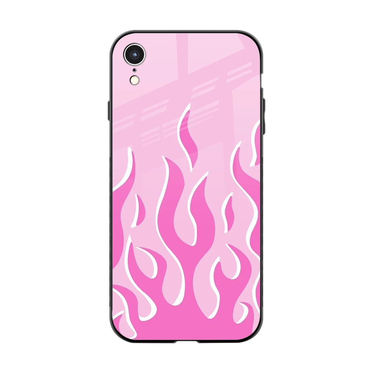 Y2K Retro Pink Flames back phone cover | glass case for iphone xr