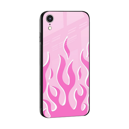 Y2K Retro Pink Flames sleek iphone xr cover with tempered glass back and TPU edges