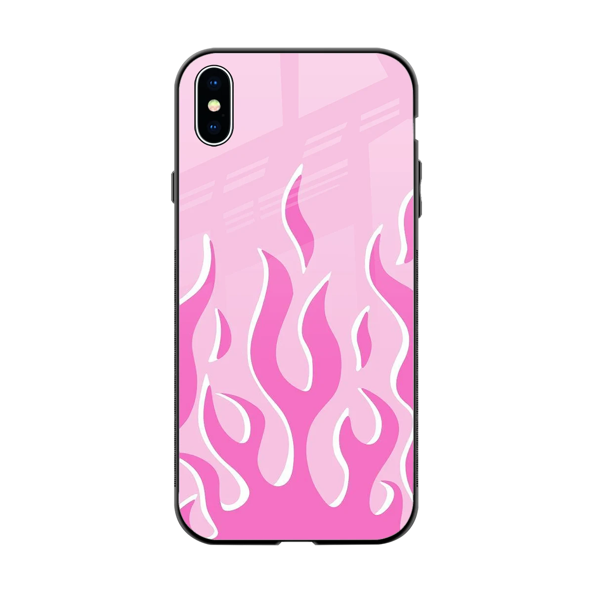 Y2K Retro Pink Flames back phone cover | glass case for iphone xs max