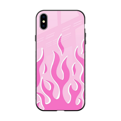 Y2K Retro Pink Flames back phone cover | glass case for iphone xs max