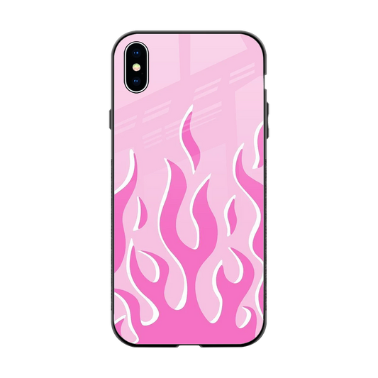Y2K Retro Pink Flames back phone cover | glass case for iphone xs max