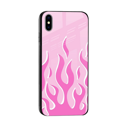 Y2K Retro Pink Flames sleek iphone xs max cover with tempered glass back and TPU edges