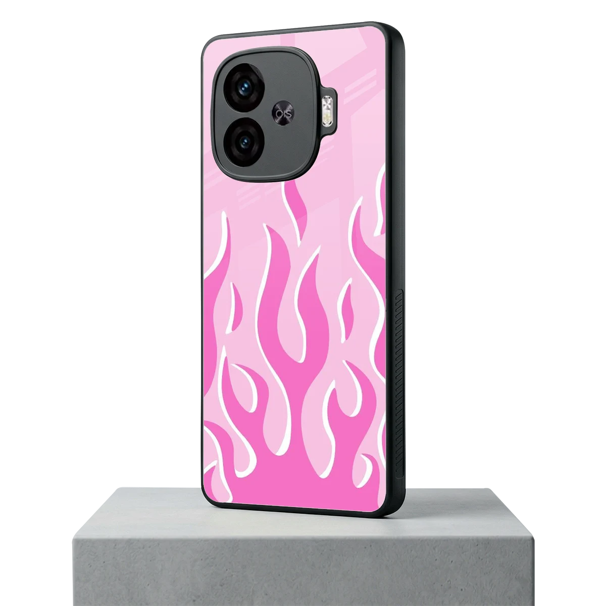Y2K Retro Pink Flames iqoo neo 10r 5g mobile cover | shockproof glass phone case