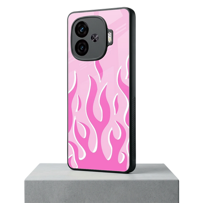 Y2K Retro Pink Flames iqoo neo 10r 5g mobile cover | shockproof glass phone case