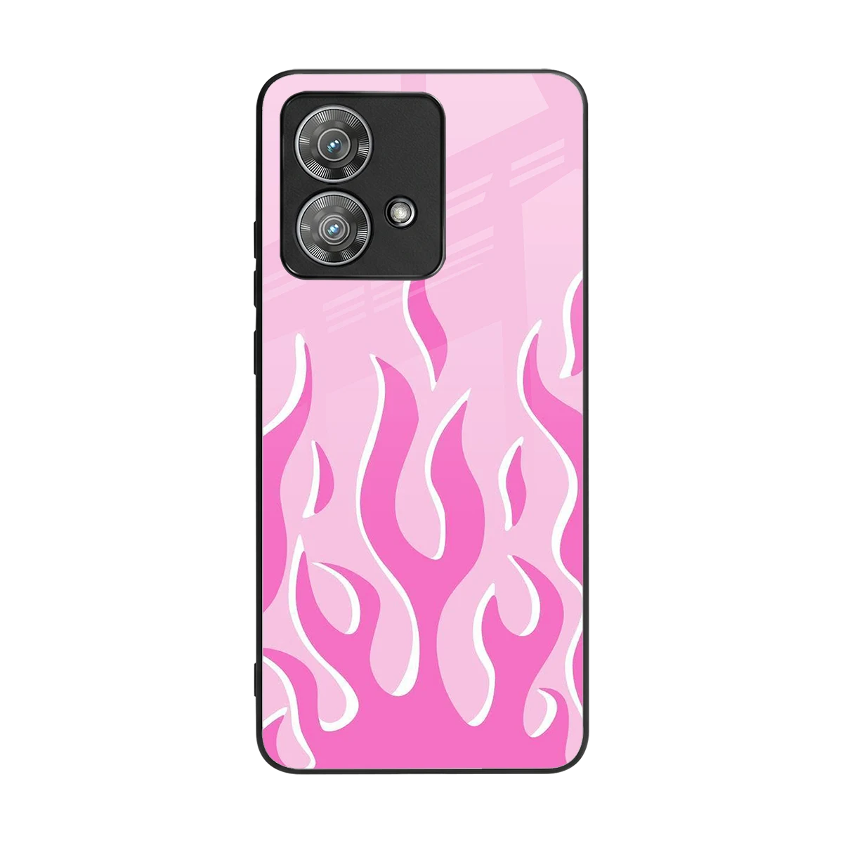 Y2K Retro Pink Flames back phone cover | glass case for motorola edge 40 neo 5g