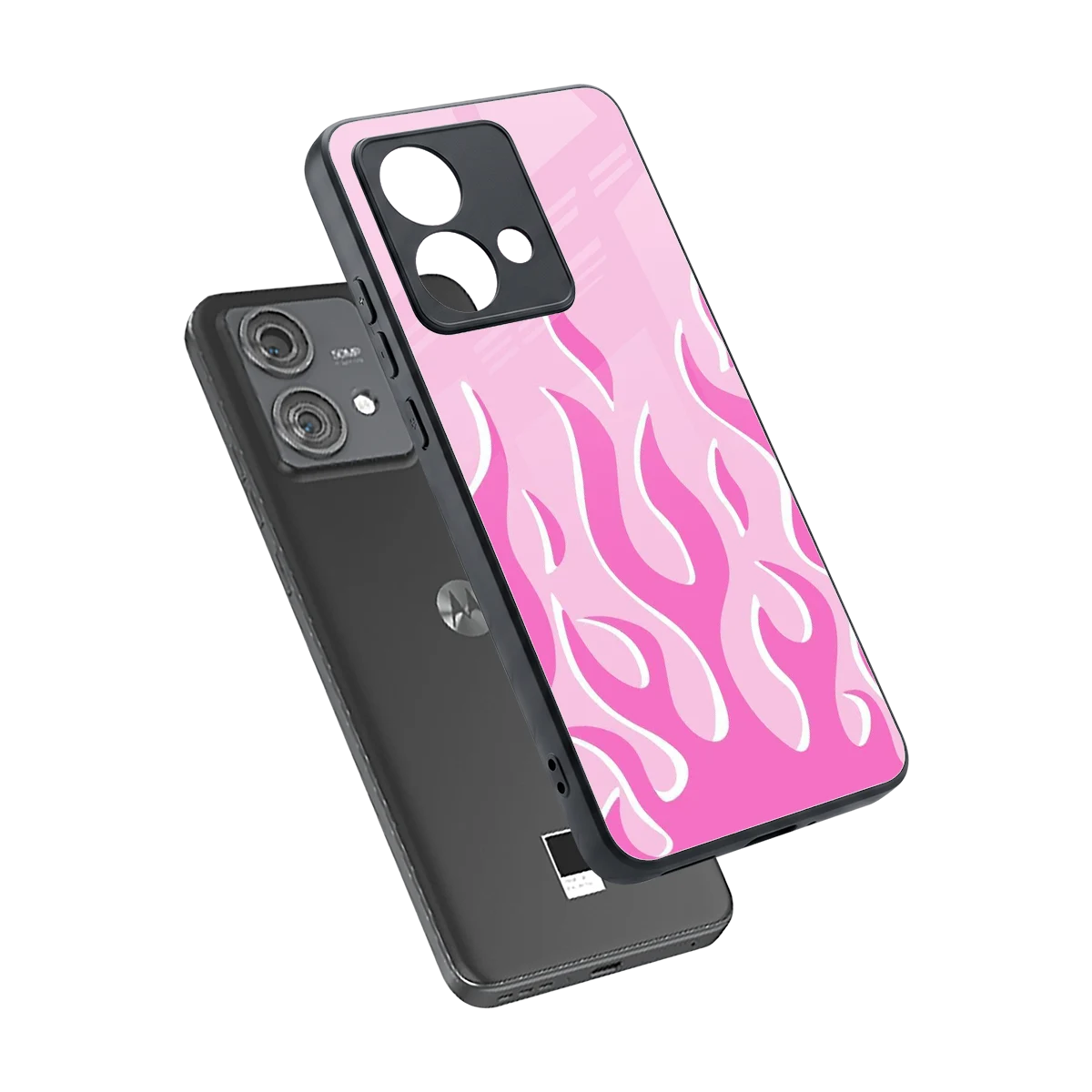 Y2K Retro Pink Flames sleek motorola edge 40 neo 5g cover with tempered glass back and TPU edges