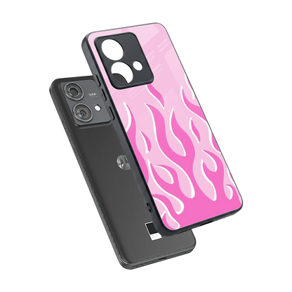 Y2K Retro Pink Flames sleek motorola edge 40 neo 5g cover with tempered glass back and TPU edges