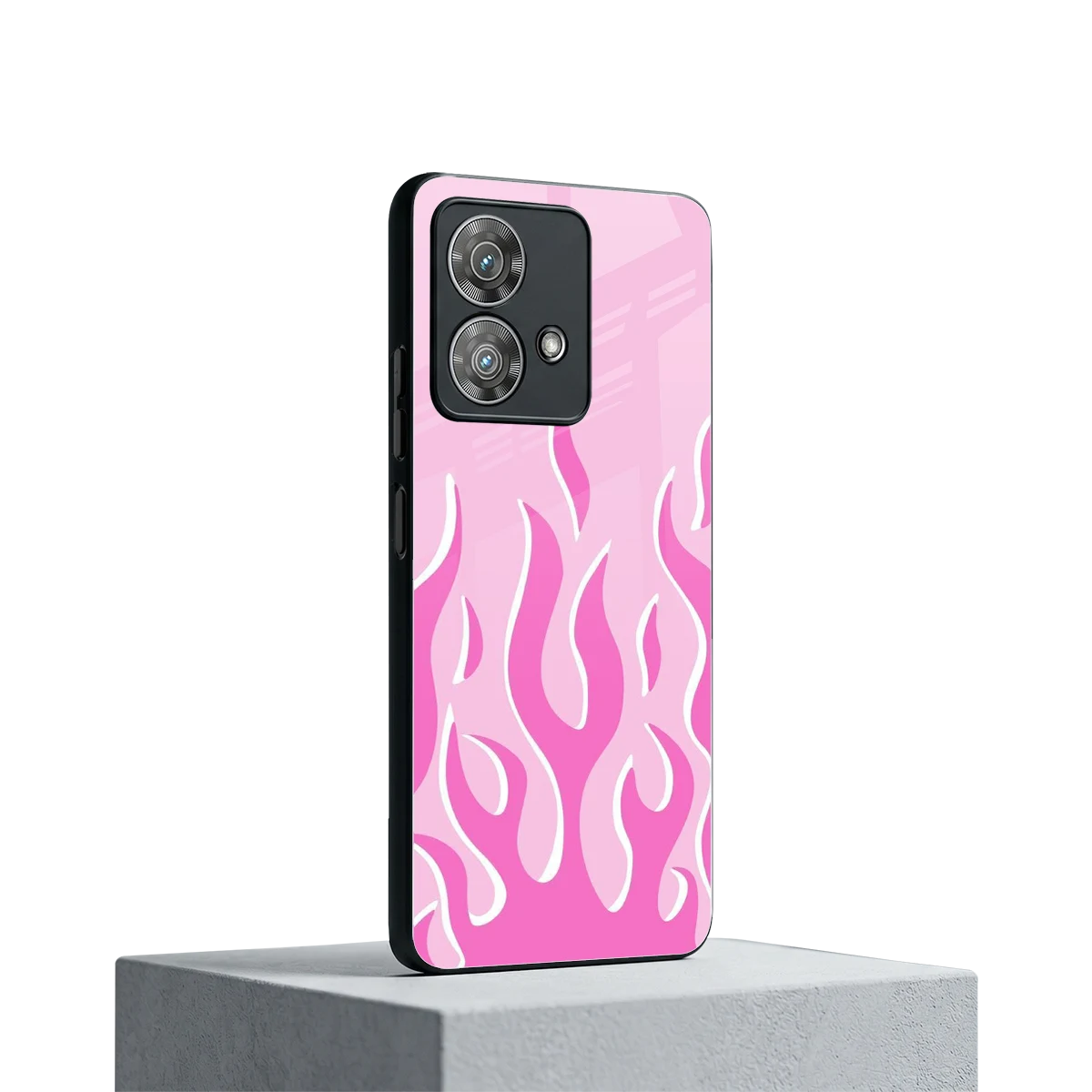 Y2K Retro Pink Flames motorola edge 40 neo 5g mobile cover | shockproof glass phone case