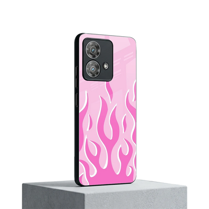 Y2K Retro Pink Flames motorola edge 40 neo 5g mobile cover | shockproof glass phone case