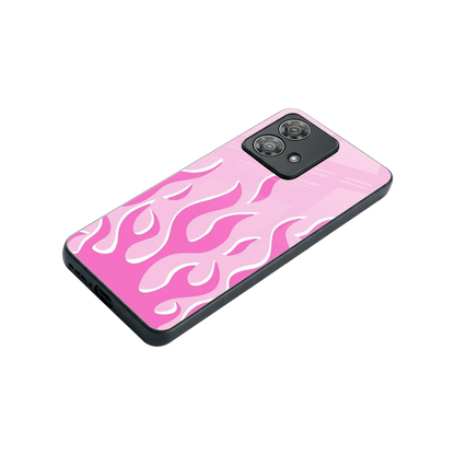 Y2K Retro Pink Flames stylish phone case for motorola edge 40 neo 5g | glossy glass and slim fit