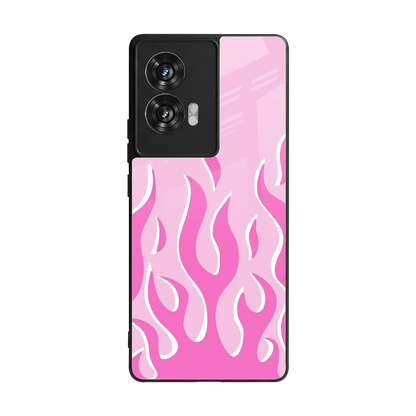 Y2K Retro Pink Flames back phone cover | glass case for motorola edge 50 fusion