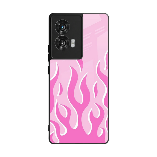Y2K Retro Pink Flames back phone cover | glass case for motorola edge 50 fusion
