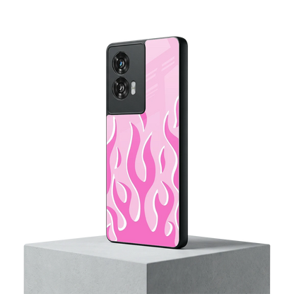 Y2K Retro Pink Flames motorola edge 50 fusion mobile cover | shockproof glass phone case