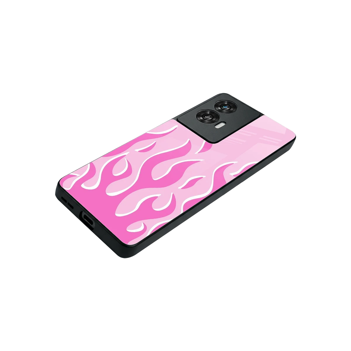 Y2K Retro Pink Flames stylish phone case for motorola edge 50 fusion | glossy glass and slim fit