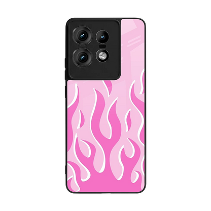 Y2K Retro Pink Flames back phone cover | glass case for motorola edge 50 pro
