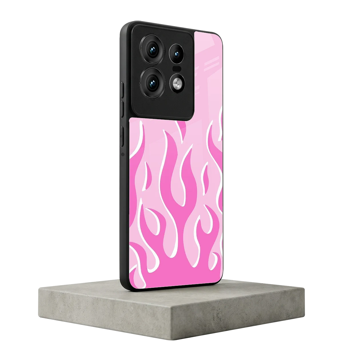 Y2K Retro Pink Flames motorola edge 50 pro mobile cover | shockproof glass phone case