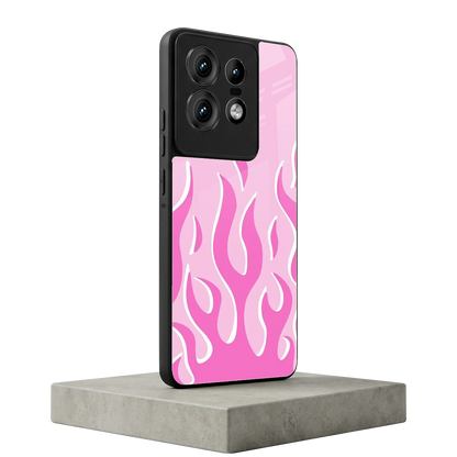 Y2K Retro Pink Flames motorola edge 50 pro mobile cover | shockproof glass phone case
