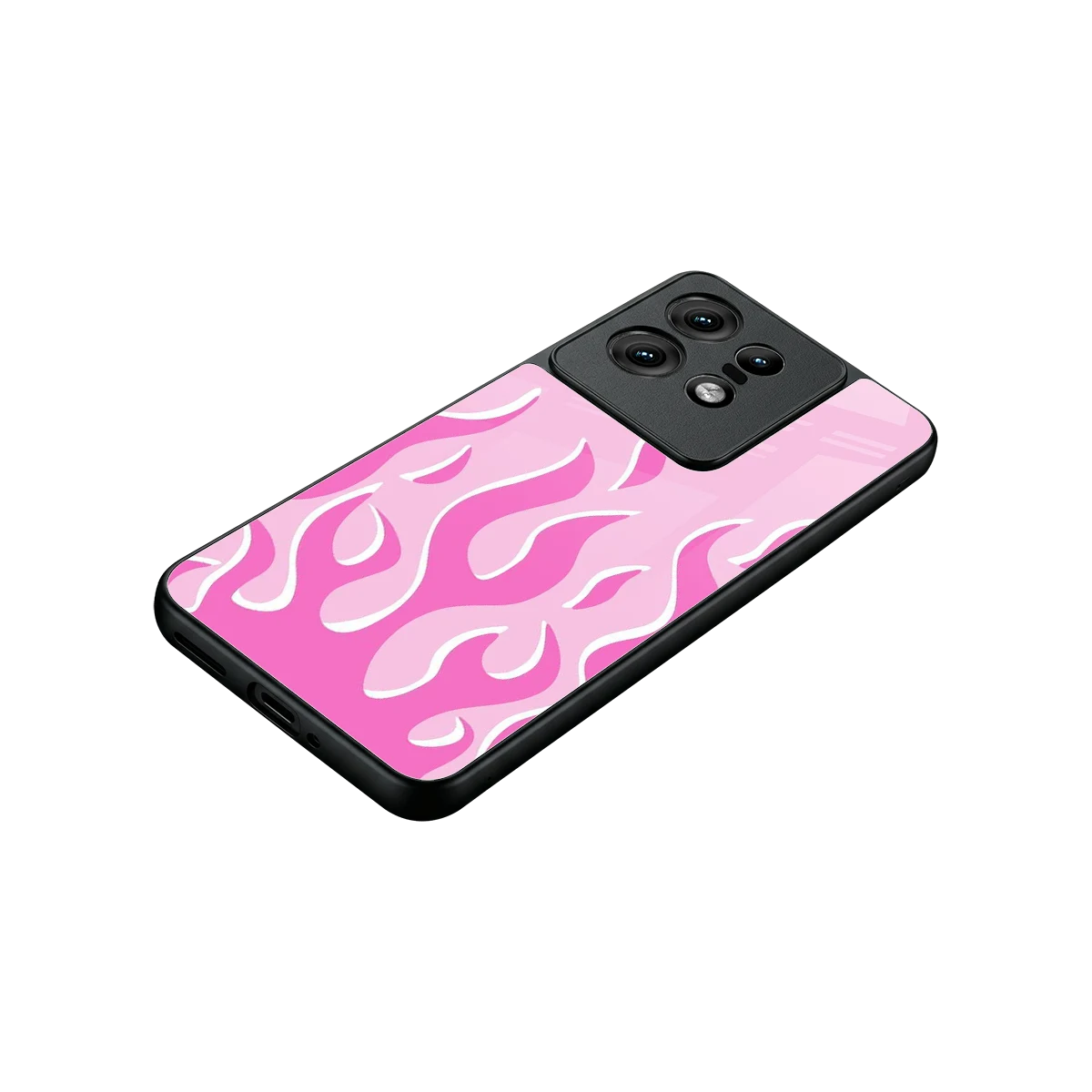 Y2K Retro Pink Flames stylish phone case for motorola edge 50 pro | glossy glass and slim fit